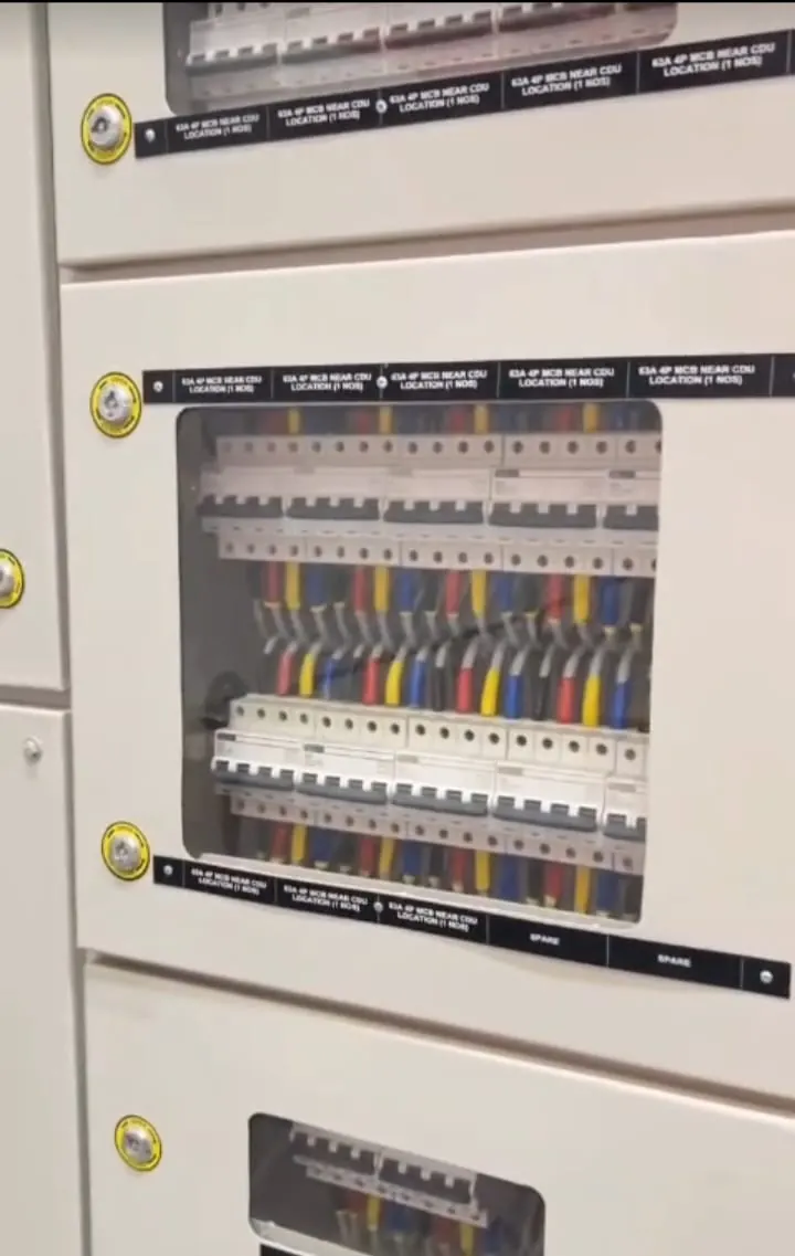 Distribution boards with MCBs and colour-coded wiring