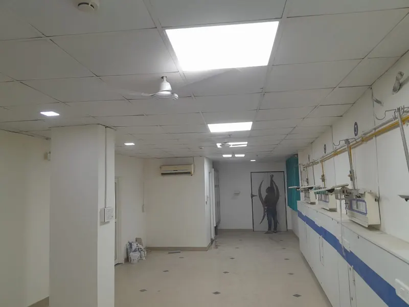 Completed hospital ward with medical gas pipeline and bed-head panels